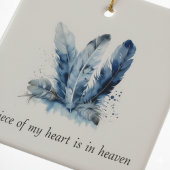 Delft Blue Feather Piece of My Heart Memorial  Keramikornament