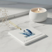 Delft Blue Feather Piece of My Heart Memorial  Keramikornament