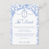 Delft Blue Floral Chinoiserie Monogram Wedding Begleitkarte (Vorderseite)
