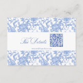 Delft Blue Floral Chinoiserie Monogram Wedding Begleitkarte (Rückseite)