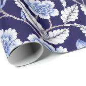 Delft Blue Floral Chinoiserie Museo Cantonale d'Ar Geschenkpapier (Rolleneckpunkt)