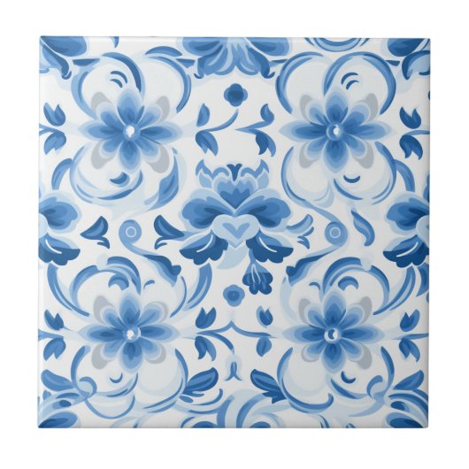 Delft Blue Floral Decoration Keramik Tile Fliese (Vorderseite)