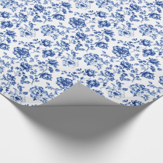 Delft Blue Floral Geschenkpapier (Ecke)