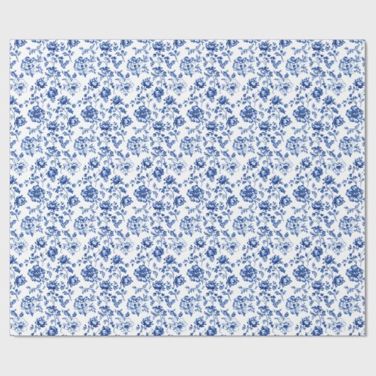 Delft Blue Floral Geschenkpapier (Flach)