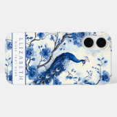 Delft Blue Floral Peacock Case-Mate iPhone Hülle (Rückseite (Horizontal))