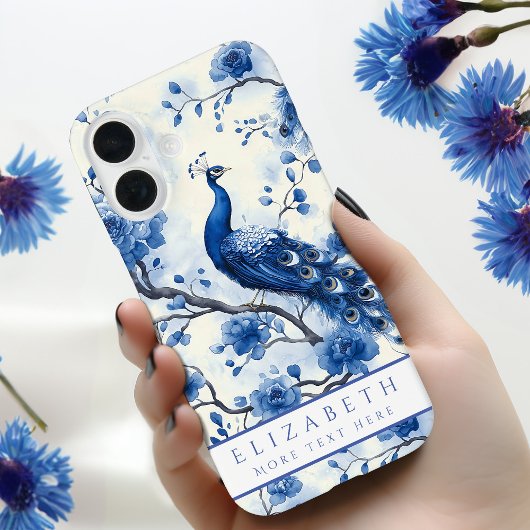 Delft Blue Floral Peacock Case-Mate iPhone Hülle