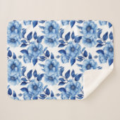 Delft Blue Floral Rose Sherpadecke (Vorderseite (Horizontal))