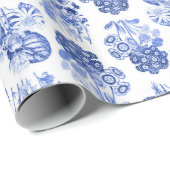 Delft Blue Floral Wrapping Paper Geschenkpapier (Rolleneckpunkt)