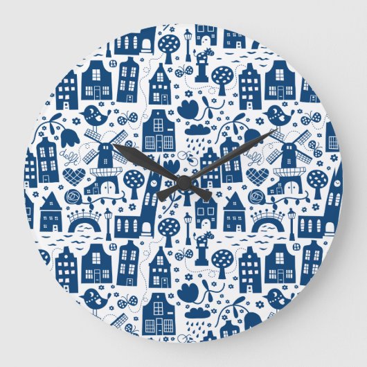 Delft Blue Große Wanduhr (Vorderseite)