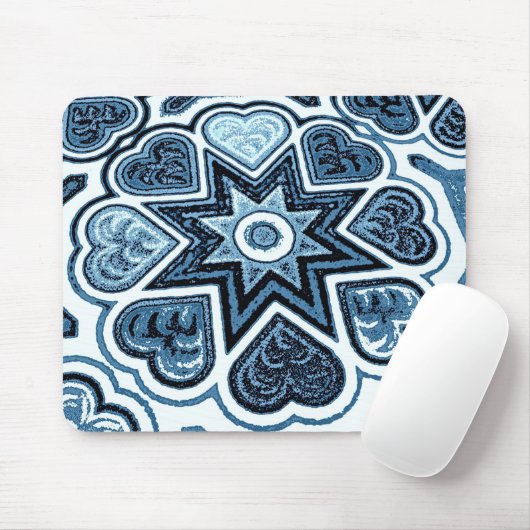 Delft Blue Heart Mousepad (Mit Mouse)