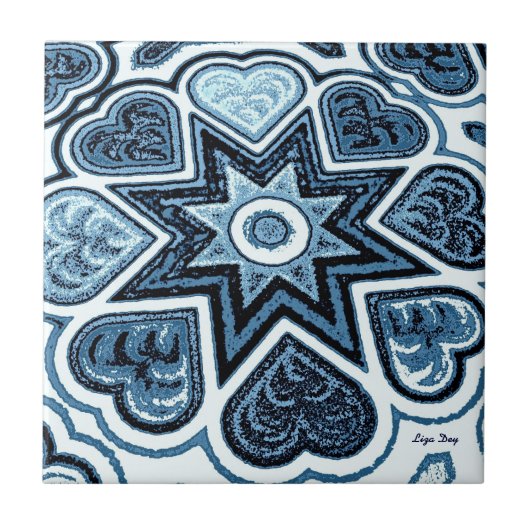 Delft Blue Heart Trivet/Tile Fliese (Vorderseite)