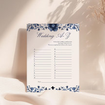 Delft Blue Hochzeit A-Z Brautparty-Spiel | Floral