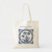 Delft Blue Holland Tulip  Tragetasche (Vorne)