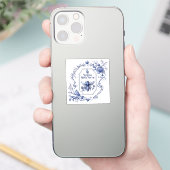 Delft Blue Honey Bee & Blume Aufkleber (Telefon)