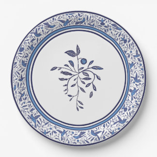 Delft Blue Humming Birds wird Ihre Gäste beeindruc Pappteller