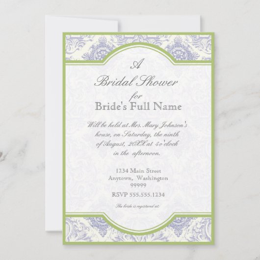 Delft Blue Iris Quatrefoil - Brautparty Einladung (Vorderseite)