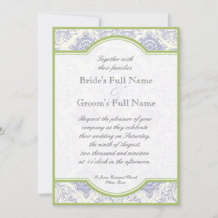 Delft Blue Iris Quatrefoil - Einladung zur Hochzei