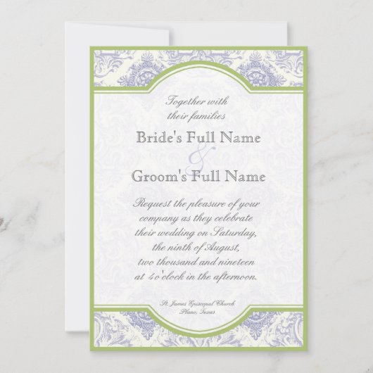 Delft Blue Iris Quatrefoil - Einladung zur Hochzei (Vorderseite)