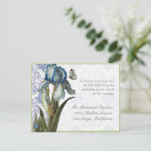 Delft Blue Iris Quatrefolie - Empfang Einladung (Stehend Vorderseite)