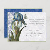 Delft Blue Iris Quatrefolie - Empfang Einladung (Vorne/Hinten)