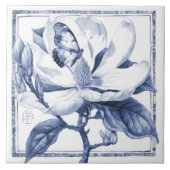 Delft Blue Magnolia Dekor Jugendstil Fliese (Vorderseite)