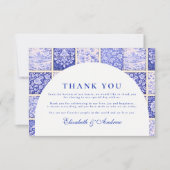 Delft Blue Patchwork Porcelain Wedding Dankeskarte (Vorderseite)