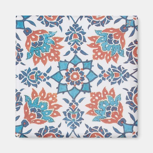 Delft Blue Red Cornflower Tile Art Magnet (Vorne)