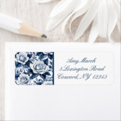 Delft Blue Rose Rücksendeadressen-Aufkleber (Insitu)