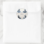 delft blue runder aufkleber (Tasche)