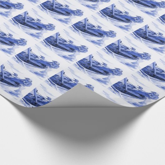 Delft Blue Sailing Tile Designs Geschenkpapier (Ecke)