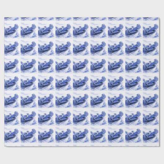Delft Blue Sailing Tile Designs Geschenkpapier (Flach)