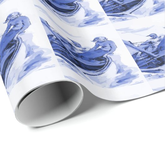 Delft Blue Sailing Tile Designs Geschenkpapier (Rolleneckpunkt)
