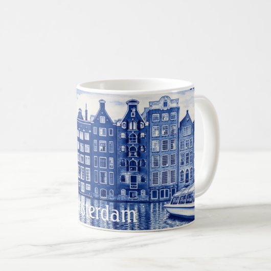 Delft Blue style mug: Amsterdam Kaffeetasse (VorderseiteRechts)