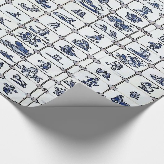 Delft Blue Tile Designs Geschenkpapier (Ecke)