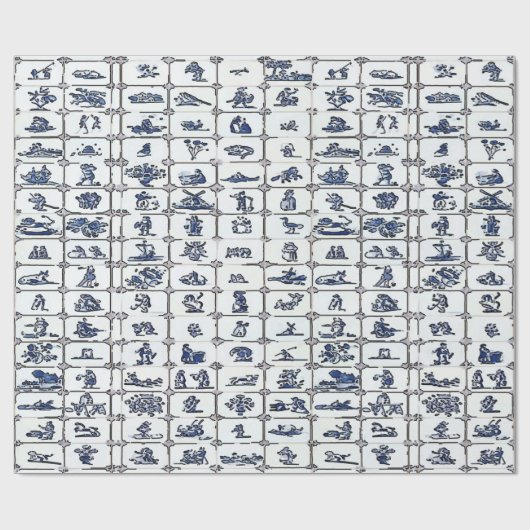 Delft Blue Tile Designs Geschenkpapier (Flach)