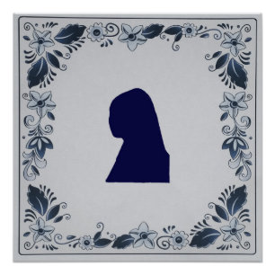 Delft Blue tile Girl mit Pearl Earring Poster