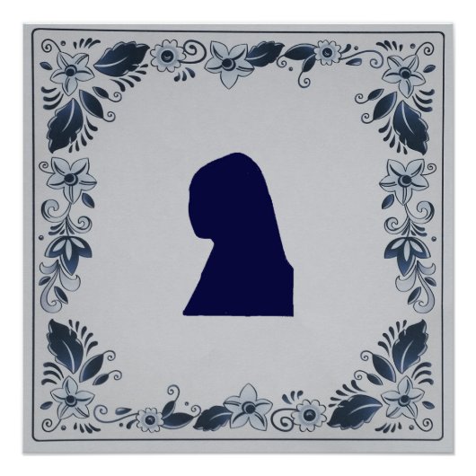 Delft Blue tile Girl mit Pearl Earring Poster (Vorderseite)