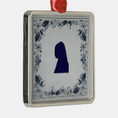 Delft Blue tile Girl mit Pearl Earring Silbernes Ornament (Rechts)