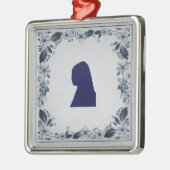 Delft Blue tile Girl mit Pearl Earring Silbernes Ornament (Links)