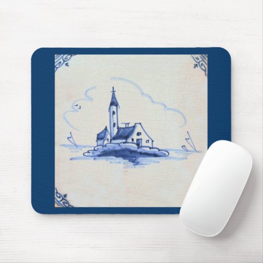 Delft Blue Tile - Kirche Mousepad (Mit Mouse)