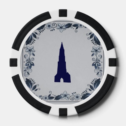 Delft blue tile New Church in Delft Pokerchips (Vorderseite)