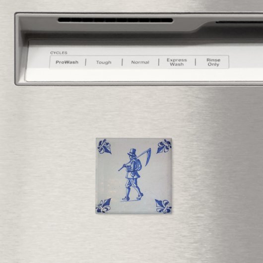 Delft Blue Tile - Rasenmäher, der Scythe oder Sich Magnet (In Situ (Geschirrspüler))