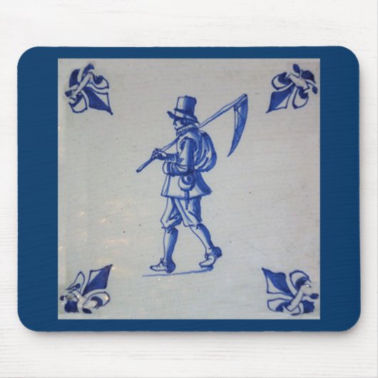 Delft Blue Tile - Rasenmäher, der Scythe oder Sich Mousepad (Vorne)