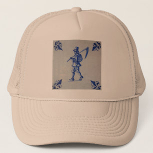 Delft Blue Tile - Rasenmäher, der Scythe oder Sich Truckerkappe