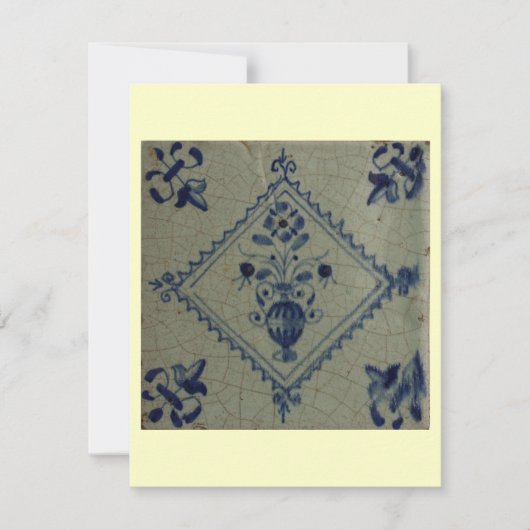 Delft Blue Tile - Vase mit Blume und Bouquet Einladung (Vorderseite)