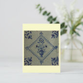 Delft Blue Tile - Vase mit Blume und Bouquet Einladung (Stehend Vorderseite)