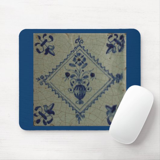 Delft Blue Tile - Vase mit Blume und Bouquet Mousepad (Mit Mouse)