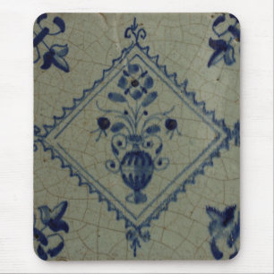 Delft Blue Tile - Vase mit Blume und Bouquet Mousepad