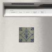 Delft Blue Tile - Vase mit Blume und Bouquet Pi Magnet (In Situ (Geschirrspüler))
