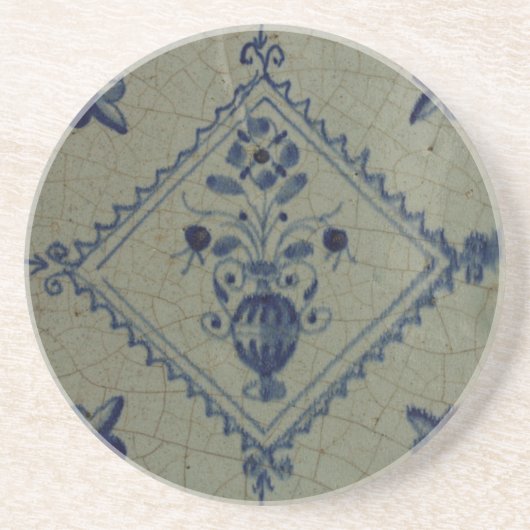 Delft Blue Tile - Vase mit Blume und Bouquet Untersetzer (Vorne)